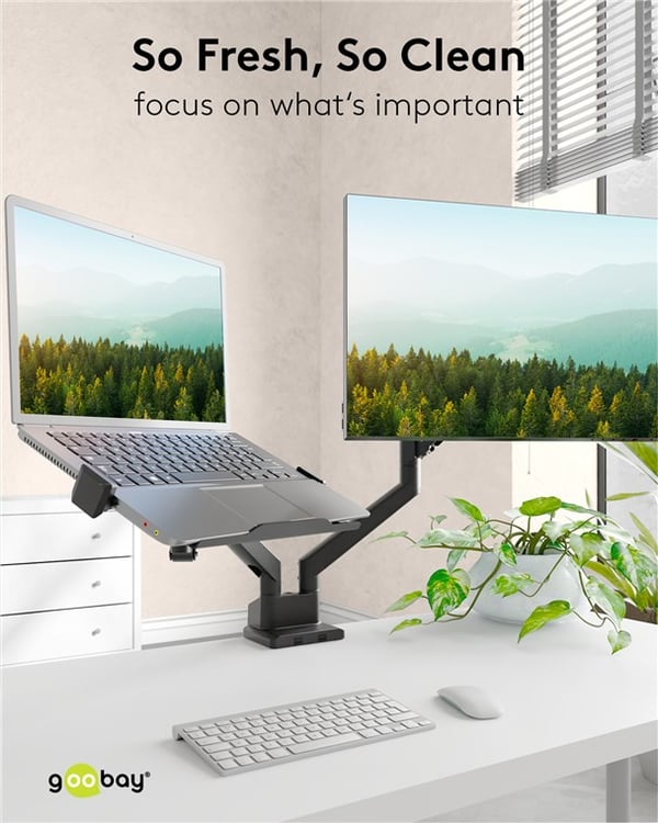 Deluxe laptop-feste for monitorarm, svart