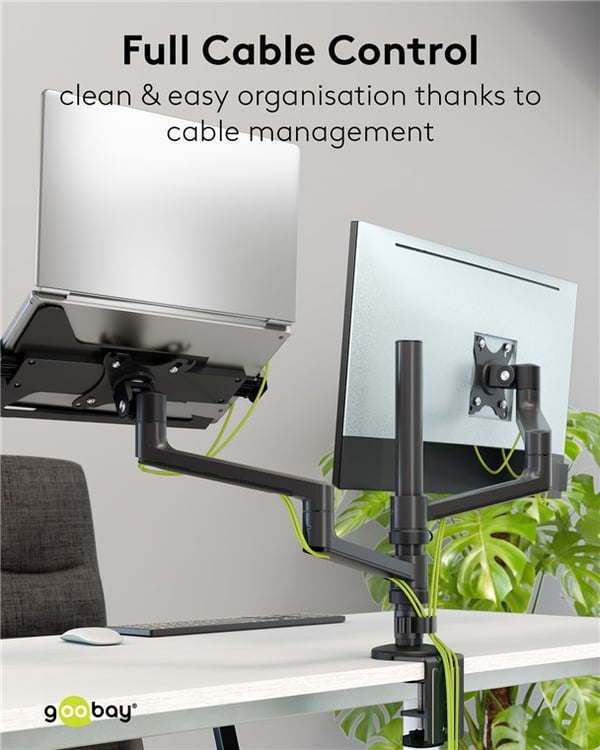 Deluxe laptop-feste for monitorarm, svart
