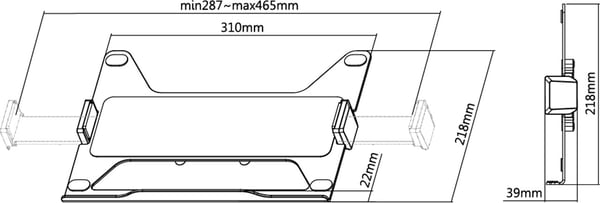 Deluxe laptop-feste for monitorarm, svart