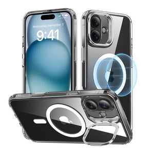 ESR Classic Hybrid (HaloLock) deksel med stativ for iPhone 16 Plus (gjennomsiktig)