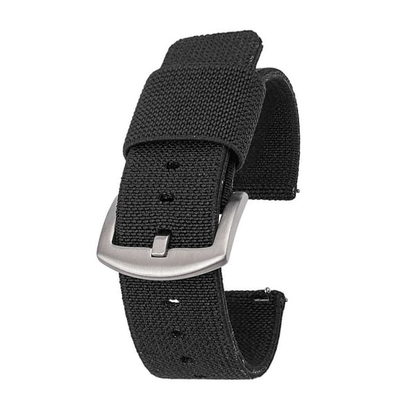 Nailoninen kellon ranneke pikairrotettavilla jousitankoilla Black 22 mm