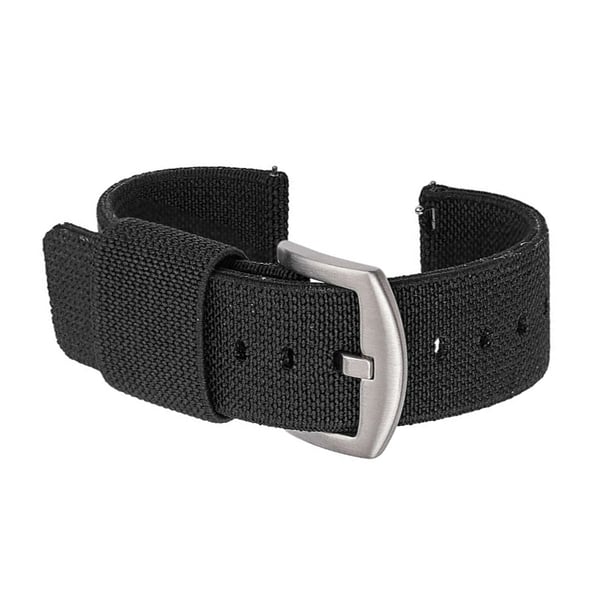 Nylon urrem med Quick Release fjederstænger Black 20 mm