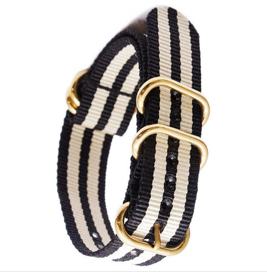 Klokkerem i nylon med oval gullspenne Black+White 18 mm