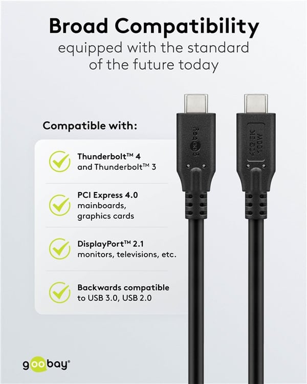 USB-C™-kabel, USB4™, 2 m, svart