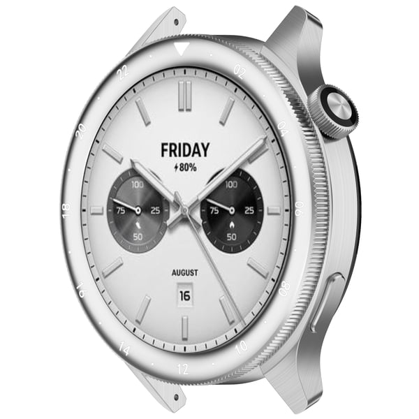 Klokkeramme i rustfritt stål for Xiaomi Watch S4/S3 Dual time zone silver-white