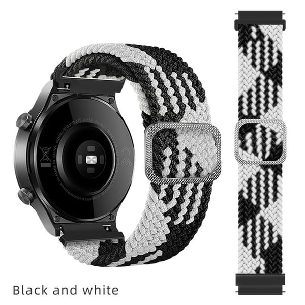 Klokkerem i nylon med svart spenne Black+White 20 mm