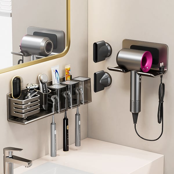 Holder til hårføner i aluminium Black