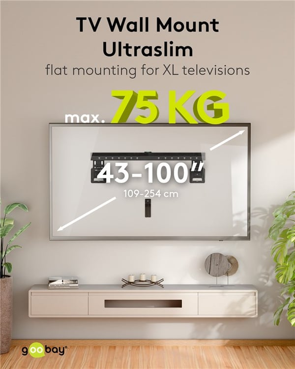 Ultraslim TV-väggfäste Basic FIXED (XL)