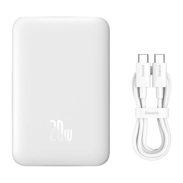 Powerbank Baseus Magnetic, 10000mAh, USB-C 20W, MagSafe (hvit)