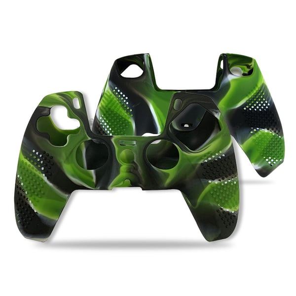Anti-skli silikondeksel for PS5-kontroller Black+Green