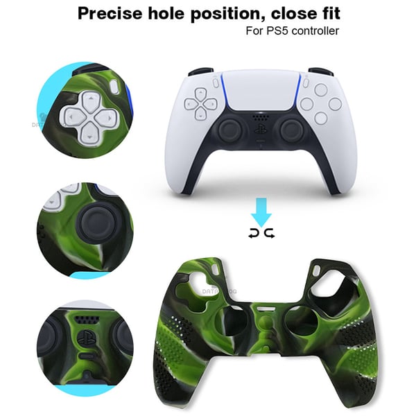 Anti-skli silikondeksel for PS5-kontroller Black+Green