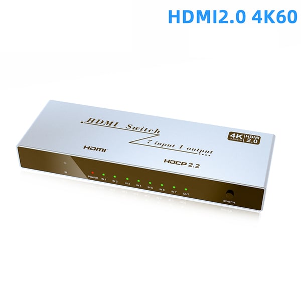 YZ-A072-V0 4K HDMI Switcher 7 i 1 ut med IR-fjernkontroll