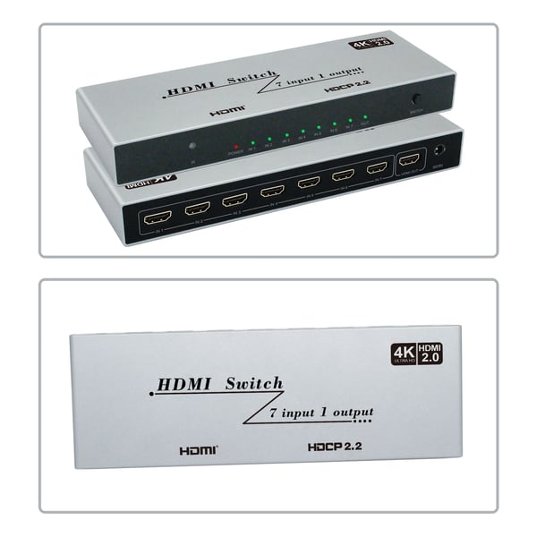 YZ-A072-V0 4K HDMI Switcher 7 i 1 ut med IR-fjernkontroll