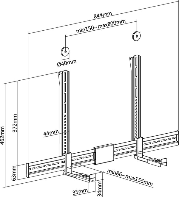 Soundbar-teline televisioille Universal, musta