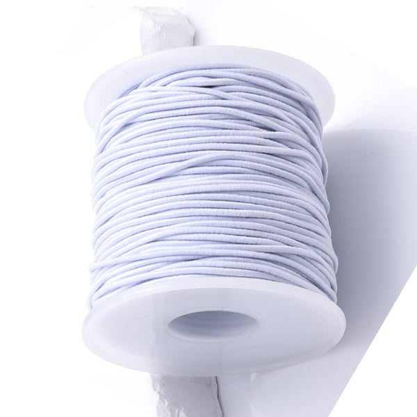 Elastisk snor for armbånd, 0,8 mm, hvit