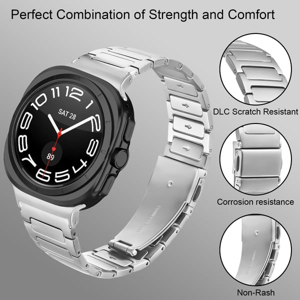 Samsung Watch 7 47MM stropp - rustfritt stål metallbånd Silver