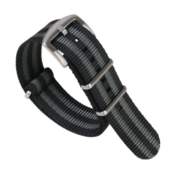 NATO-urrem i nylonlærred med spænde i rustfrit stål Black + light gray 18 mm