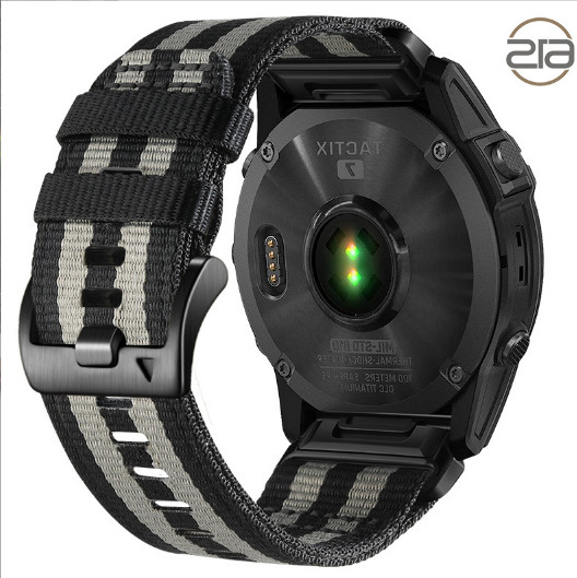 Hurtigutløser nylon klokkereim for Garmin Fenix 5X 6X 7X Tactix 7 Pro Black + light gray 22 mm