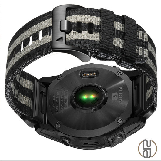 Hurtigutløser nylon klokkereim for Garmin Fenix 5X 6X 7X Tactix 7 Pro Black + light gray 22 mm