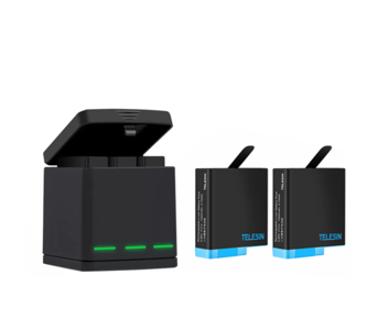 3-slot opladerboks Telesin til GoPro Hero 8 + 2 batterier (GP-BNC-801)