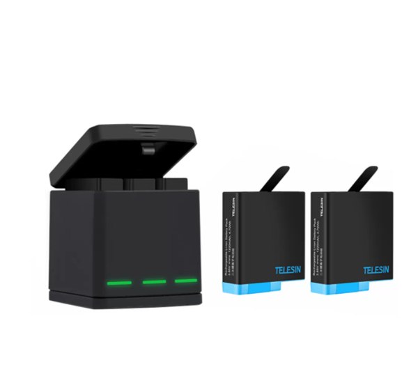 3-spors ladeboks Telesin for GoPro Hero 8 + 2 batterier (GP-BNC-801)