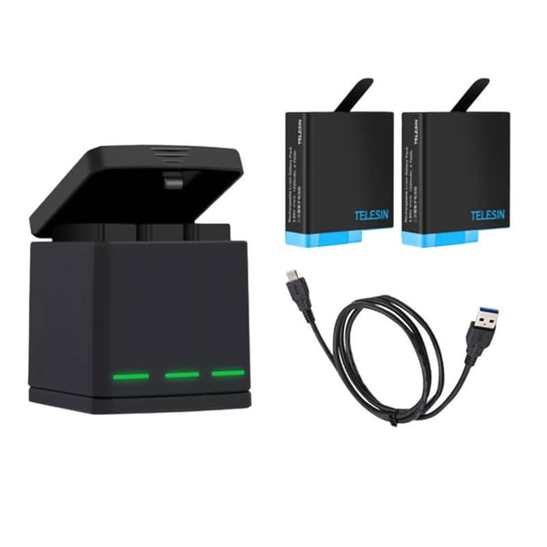 3-spors ladeboks Telesin for GoPro Hero 8 + 2 batterier (GP-BNC-801)