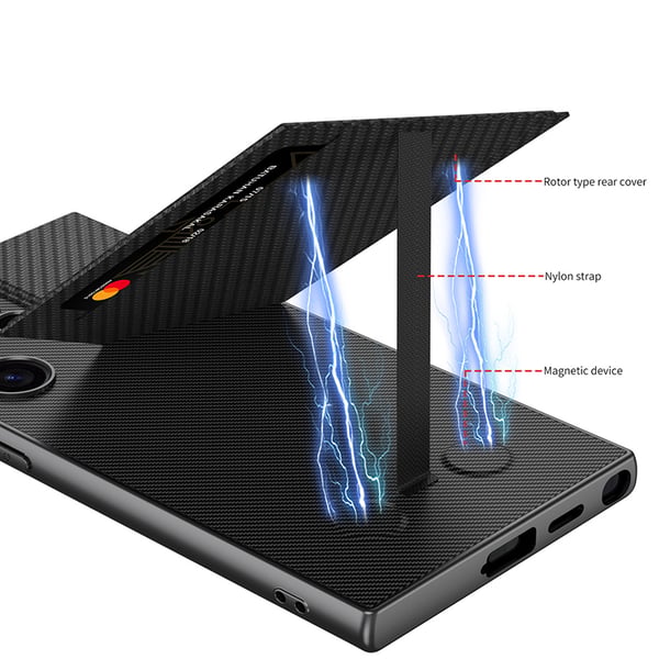 Deksel med magnetisk kortholder til Samsung Titanium black Samsung Galaxy S24 Ultra