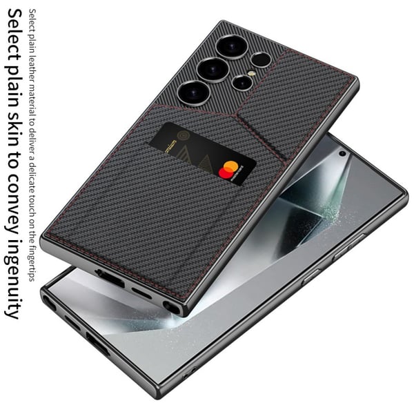 Deksel med magnetisk kortholder til Samsung Carbon fiber texture Samsung Galaxy S23 Ultra
