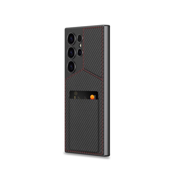 Deksel med magnetisk kortholder til Samsung Carbon fiber texture Samsung Galaxy S23 Ultra