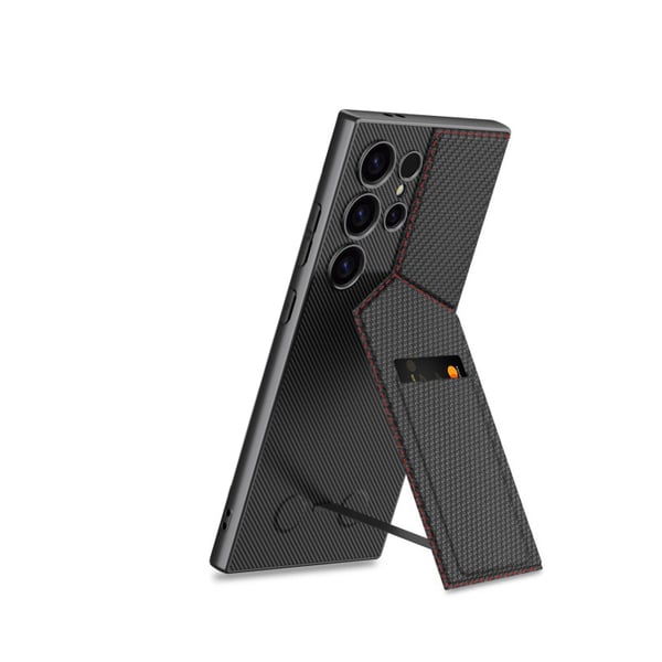 Deksel med magnetisk kortholder til Samsung Carbon fiber texture Samsung Galaxy S23 Ultra