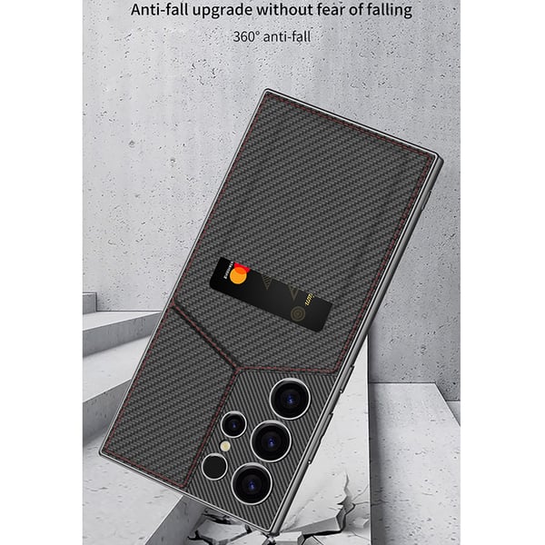 Deksel med magnetisk kortholder til Samsung Carbon fiber texture Samsung Galaxy S23 Ultra