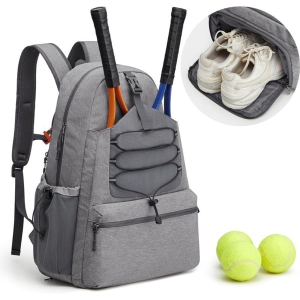 Romslig tennisveske med skorom Grey