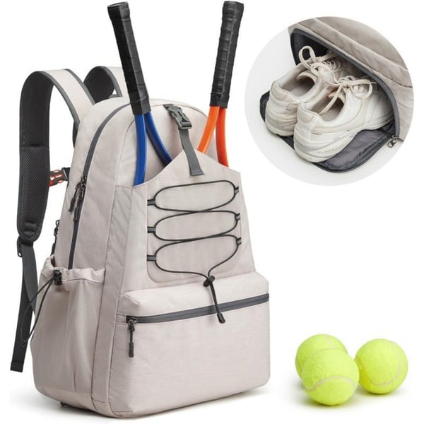 Tilava tennislaukku kenkälokerolla Beige Tilava tennislaukku kenkälokerolla Beige