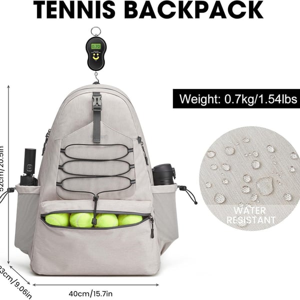 Romslig tennisveske med skorom Beige