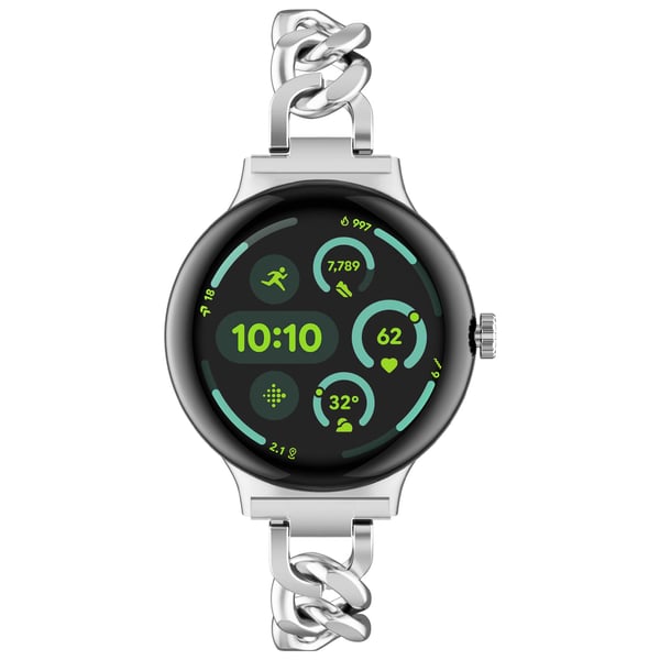 Sølvfarvet urrem i rustfrit stål til Google Pixel Watch 3 (45 mm)
