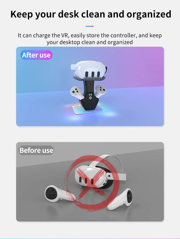 Oculus Quest 3/4s -lataustelakka ja -ohjaimen teline