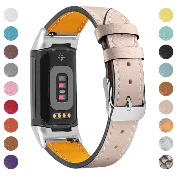 Ægte læderrem til Fitbit Charge 5/6 Beige