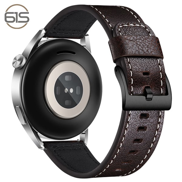 Rem i ekte lær til Samsung Galaxy Watch 4 Coffee+Black 22 mm