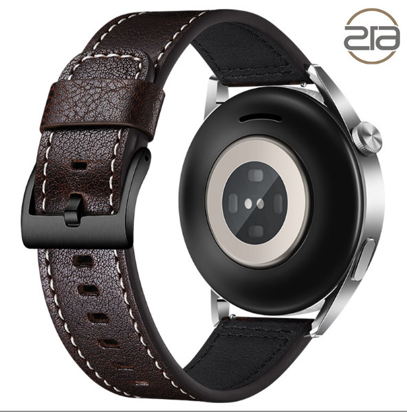 Rem i ekte lær til Samsung Galaxy Watch 4 Coffee+Black 22 mm