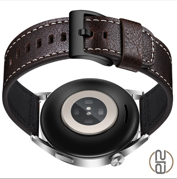 Rem i ekte lær til Samsung Galaxy Watch 4 Coffee+Black 22 mm