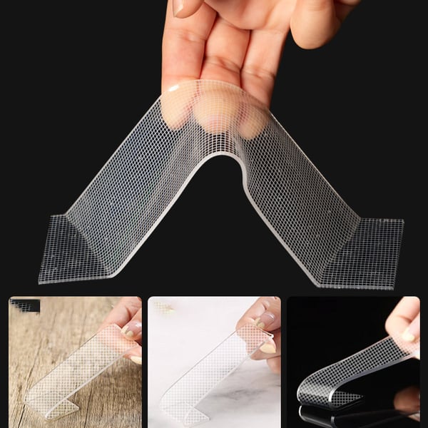Dobbeltsidig Nano Grip Tape (1mm x 3cm x 5m) - Gjennomsiktig