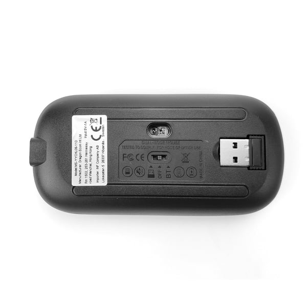 Trådlös mus - 2,4G + Bluetooth, dubbelt läge, belyst svart
