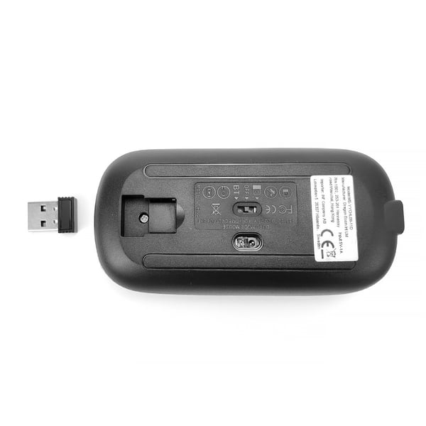 Trådlös mus - 2,4G + Bluetooth, dubbelt läge, belyst svart
