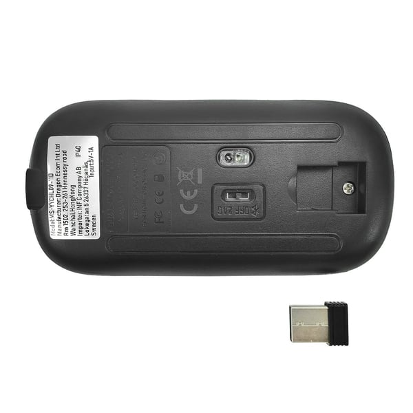 Trådlös mus - 2,4G + Bluetooth, dubbelt läge, belyst svart