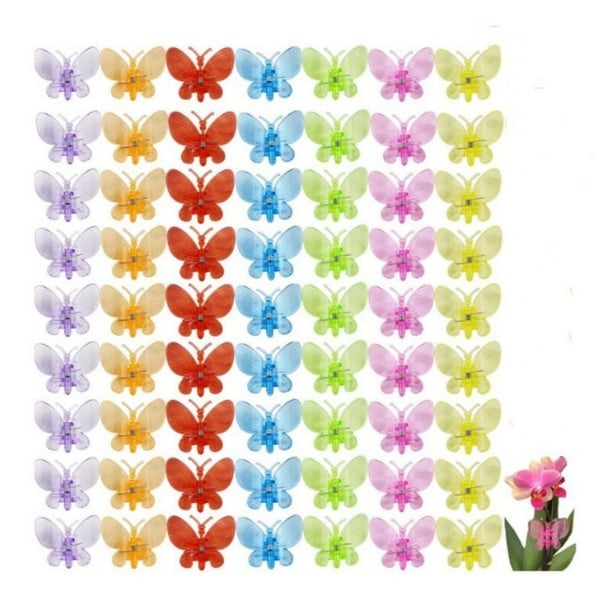 100 stk. orkideklips, plantesstøtteklips for orkideer, fargerike plastklips for klatreplanter