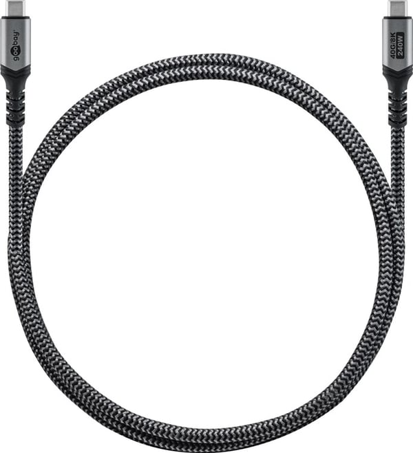 USB-C™-kabel, USB4™, 1,5 m, svart;silver