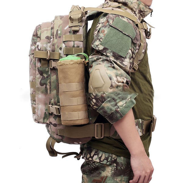 Tactical Water Bottle Pouch, Molle Compatible Carrier for Hiking Black