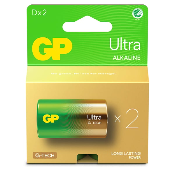 Batteri Ultra Alkaline D LR20 2-Pakning