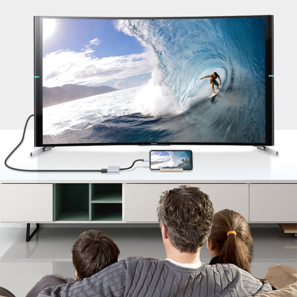 HDMI-veksler: En USB C-inngang, to uttak