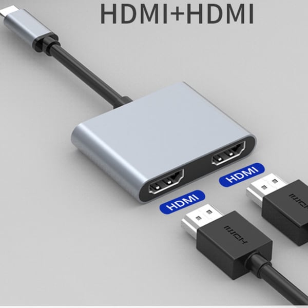 HDMI-veksler: En USB C-inngang, to uttak